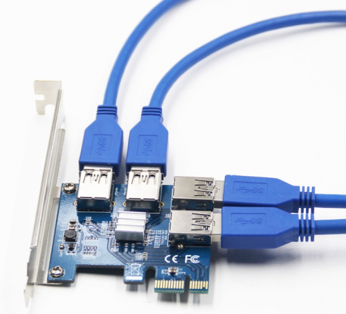 Хаб для райзеров BitMiner PCI-E 1x to 4 Port USB 3.0 Hub Riser Card Хаб для райзеров BitMiner PCI-E 1x to 4 Port USB 3.0 Hub Riser Card